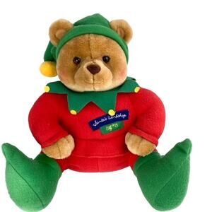From Santas Workshop Teddy Bear Plush Elf  Vintage Hallmark Christmas Decoration